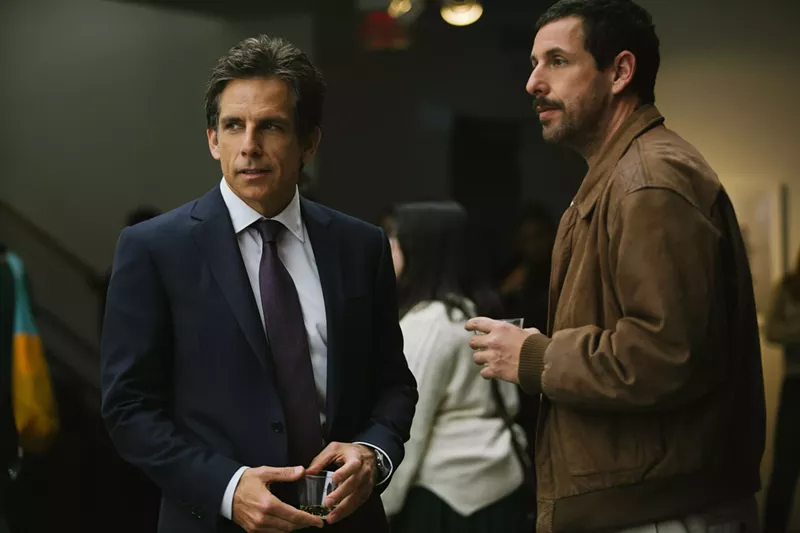 Image: Ben Stiller (left) and Adam Sandler play two very different brothers whose relationship with their oddball father is explored in The Meyerowitz Stories (New and Selected).