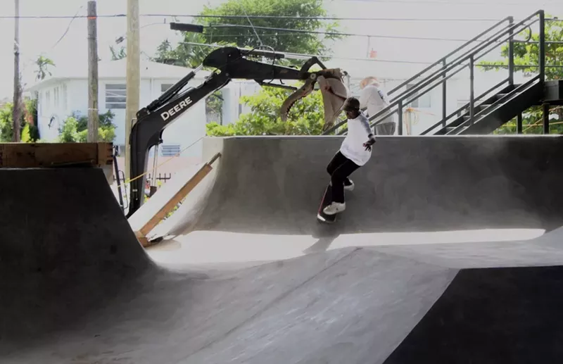 Image: Donny Watson glides through pump track ramps.