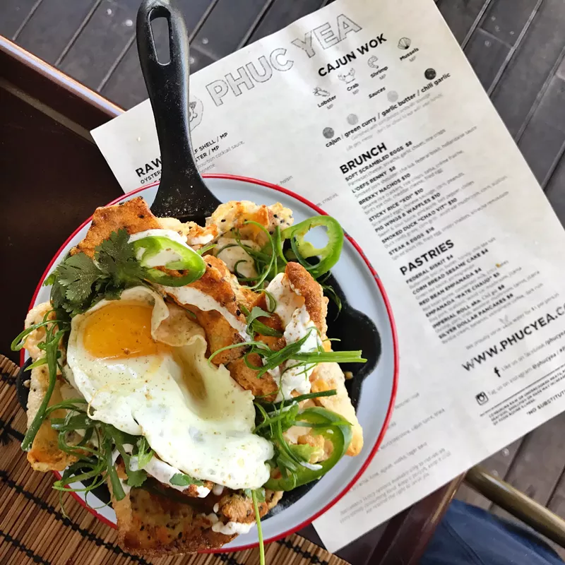 Image: The "brekky" nachos add a twist to traditional breakfast nachos.