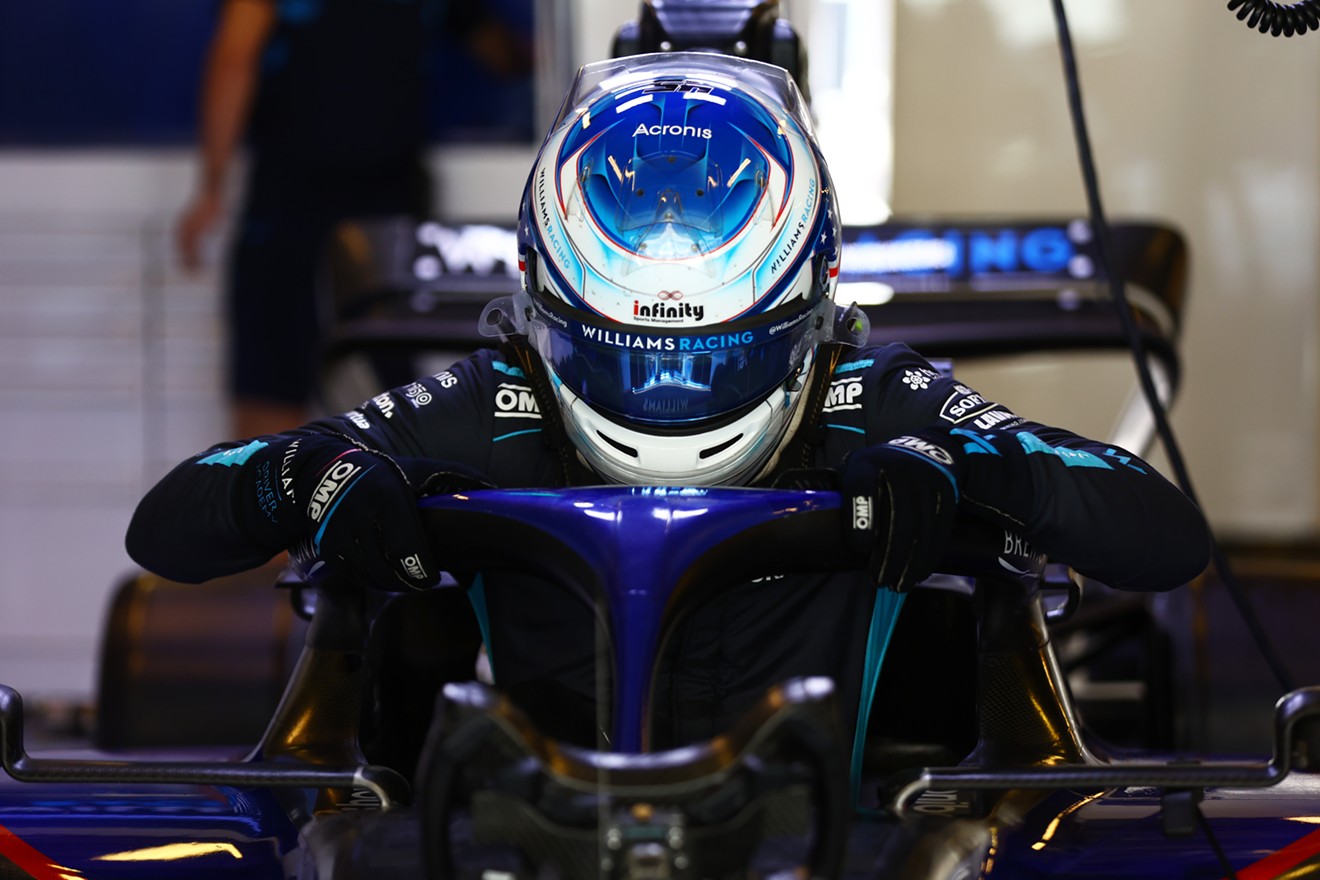 Logan Sargeant of United States and Williams prepares to drive during Formula One testing at Yas Marina Circuit on November 22, 2022 in Abu Dhabi, United Arab Emirates.