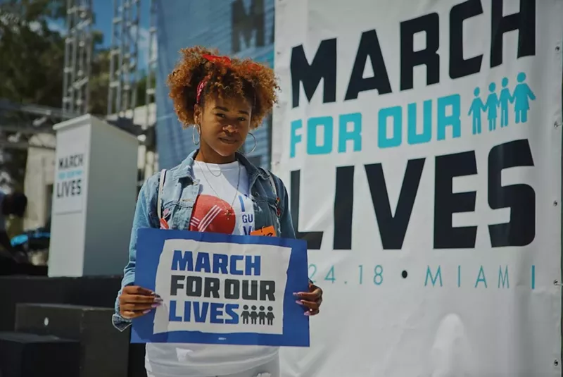 Image: Megan Hobson was 16 when she was wounded in a drive-by shooting. She says black Miamians weren't included enough in March for Our Lives events.