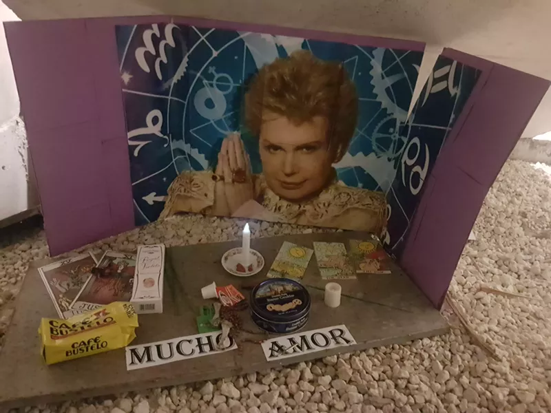 Image: Hidden Walter Mercado shrine at Miami Dade College.