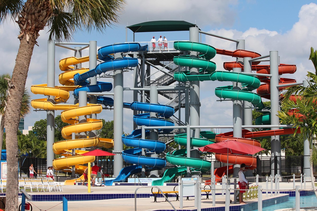 Check out the five-story corkscrew waterslides.