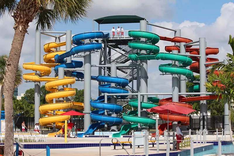 Image: Check out the five-story corkscrew waterslides.
