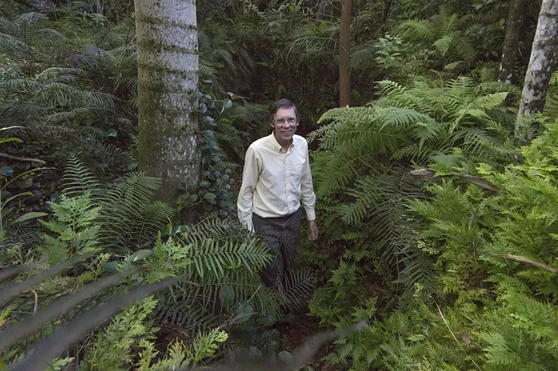Image: Phil Stoddard in his lush yard.