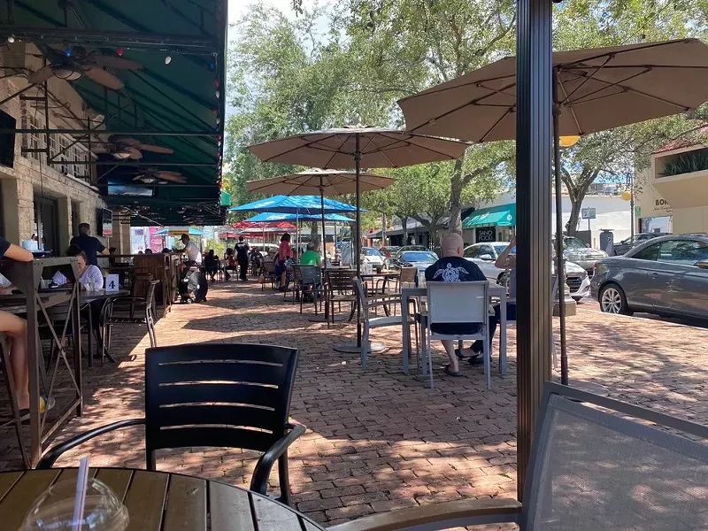 Image: outdoor patio seating at a restaurant