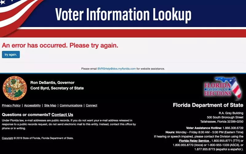 Image: Florida Department of State election site crashes