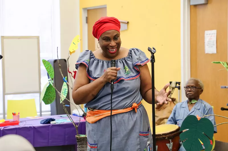 Image: Lucrèce Louisdhon-Louinis on stage at the Little Haiti Book Festival