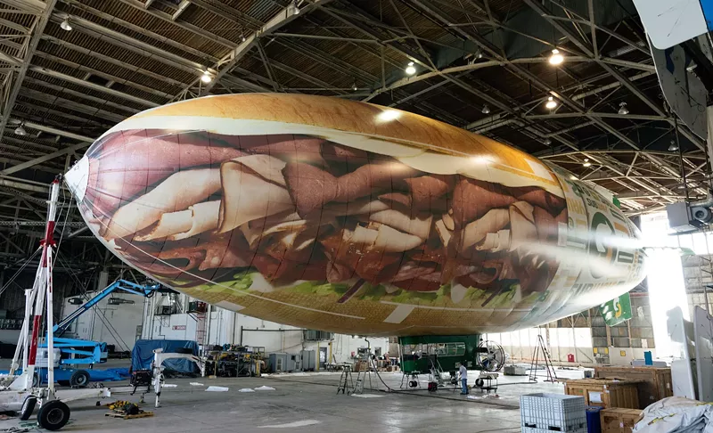 Image: Subway offers a unique dining experience: a sandwich "flight" aboard a 180 foot-long blimp.