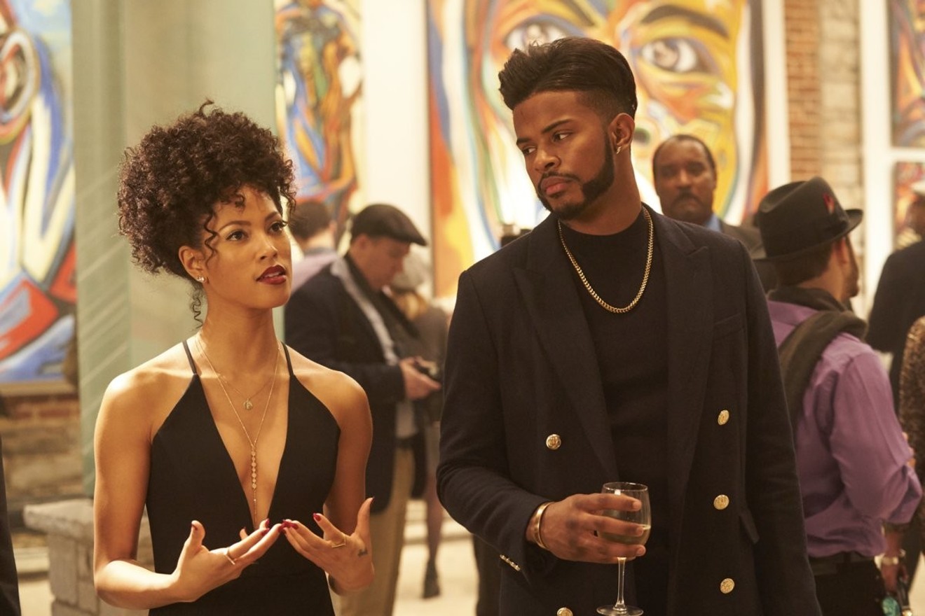 Trevor Jackson (right) plays a suave drug dealer named Priest and Lex Scott Davis is Georgia in SuperFly, Director X’s blinged-out redo of the 1972 blaxploitation classic.