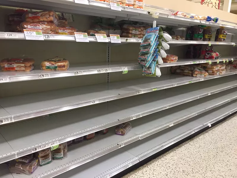 Image: Empty shelves at Publix before Hurricane Matthew in 2016.