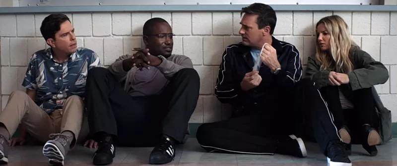 Image: The cast of disparate characters in director Jeff Tomsic's Tag, a film inspired by a true story, includes (from left) Ed Helms, Hannibal Buress, Jon Hamm and Annabelle Wallis.