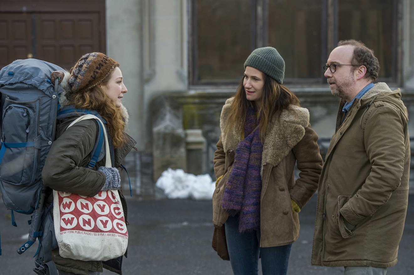 In the Netflix comedy Private Life, Kathryn Hahn (middle) and Paul Giamatti (right) play a couple so desperate to conceive a child that they consider asking beaming stepniece Sadie (Kayli Carter) to donate an egg.