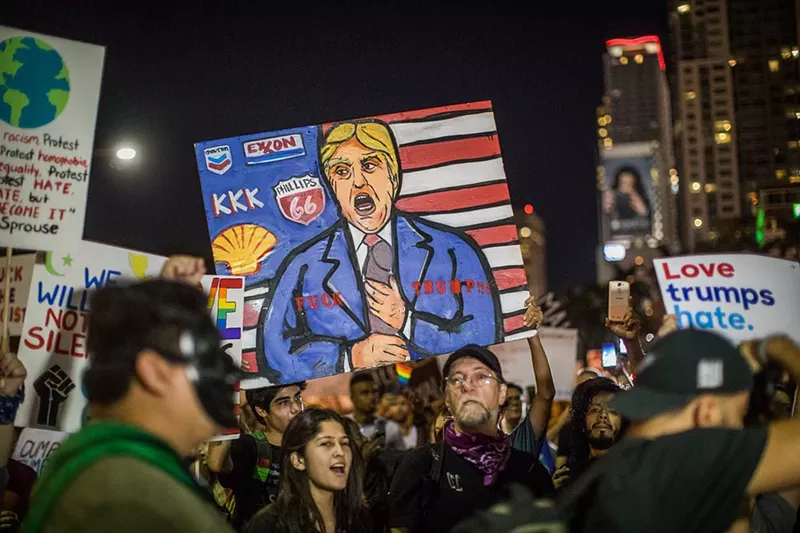 Image: Protesters in Miami marched against Trump the Saturday after his election in November.