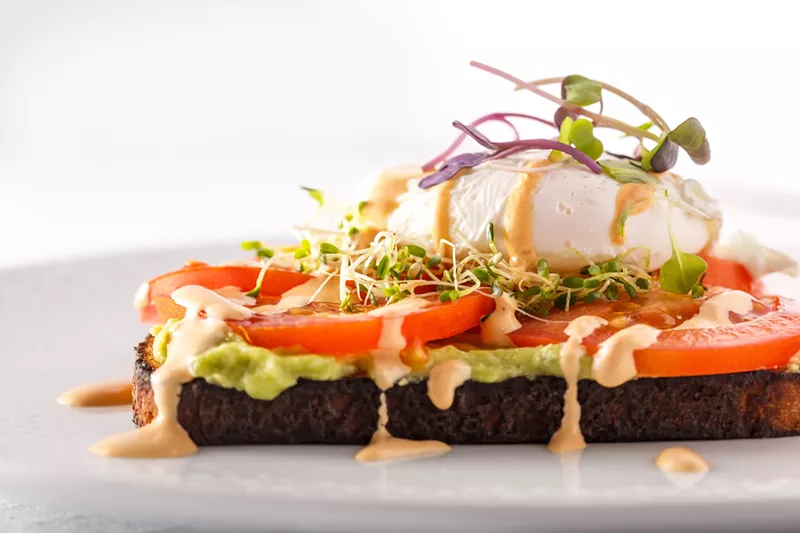 Image: Avocado toast with poached eggs.