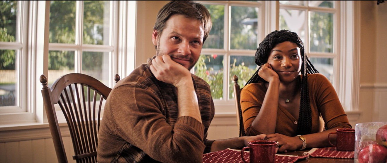 Writer-director-star Ike Barinholtz (left) plays Chris, an incredulous left-winger and husband married to the more pragmatic Kai (Tiffany Haddish) in The Oath, a comedy about a family trying to celebrate Thanksgiving in a raging America.