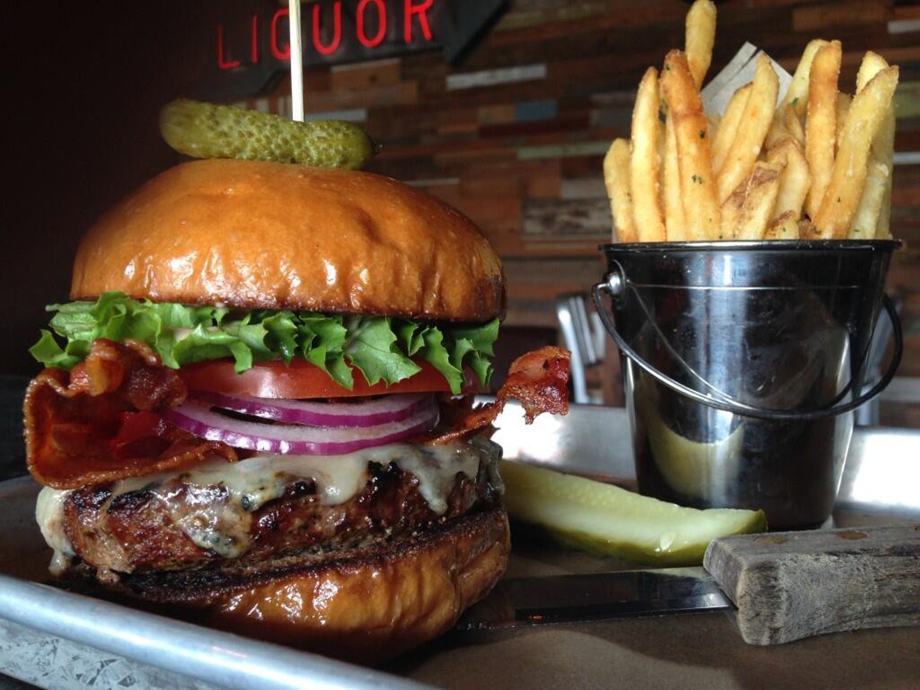 Dig into the famous Prohibition Burger.