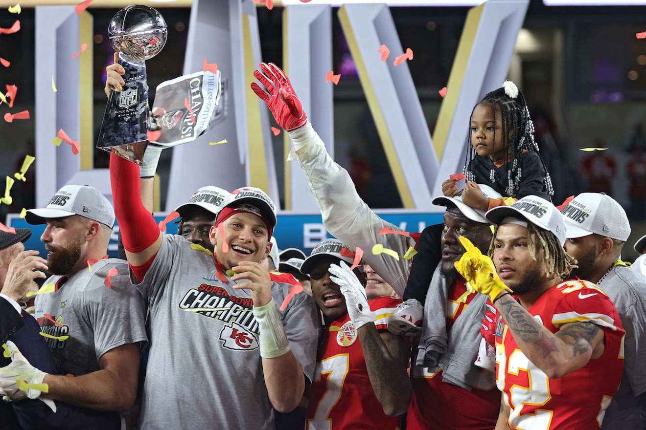 The Kansas City Chiefs celebrate their Super Bowl win at Hard Rock Stadium.