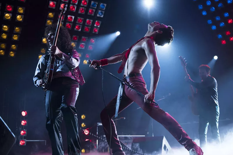 Image: Rami Malek delivers as Queen showman Freddie Mercury, with Gwilym Lee (left) and Joe Mazzello (right) playing bandmates Brian May and John Deacon, respectively, in the rock biopic Bohemian Rhapsody.