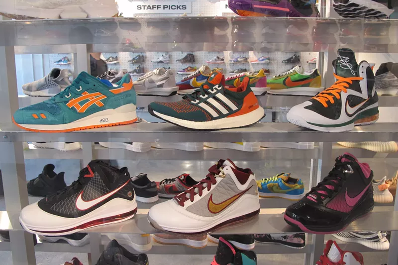 Image: Sneakers on display at Flight Club in the Design District.