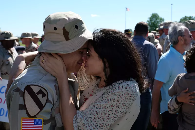 Image: Jorge Diaz and Karina Ortiz in The Long Road Home, filmed at the U.S. Military post Fort Hood in Killeen, Texas.