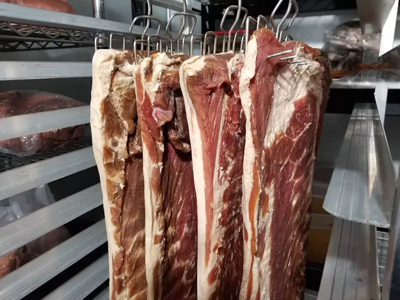 Image: Bacon production at Babe's.