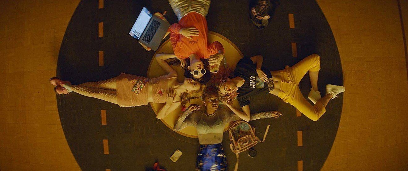 The Assassination Nation cast includes (clockwise from top): Hari Nef, Suki Waterhouse, Abra and Odessa Young.