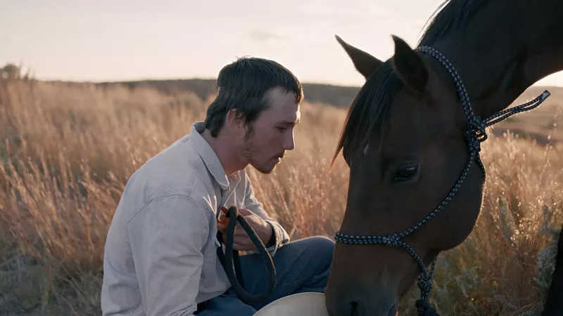 Image: In Chloe Zhao’s The Rider, real-life rodeo star Brady Jandreau basically plays himself, a young hotshot who’s been sidelined by a grave injury and wrestles with a future devoid of the one activity that gives him meaning.