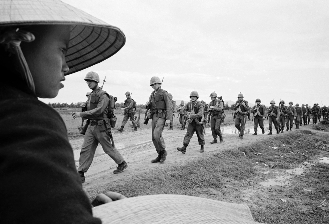 U.S. Marines, marching in Danang in March 1965, were among the subjects of The Vietnam War, an 18-hour, ten-part documentary by Ken Burns and Lynn Novick.