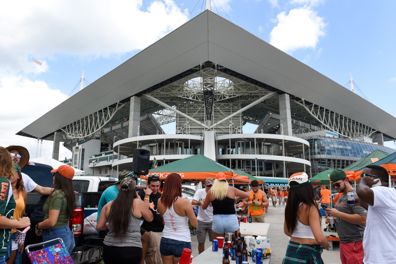 Tailgaters outside the newly renovated at Hard Rock Stadium.