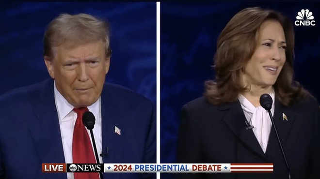 Screenshot of Trump and Kamala Harris side by side during the presidential debate on September 10.