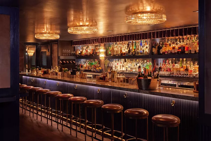 Image: An indoor bar with lighting