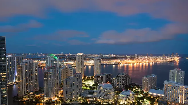 The Miami skyline after sunset.