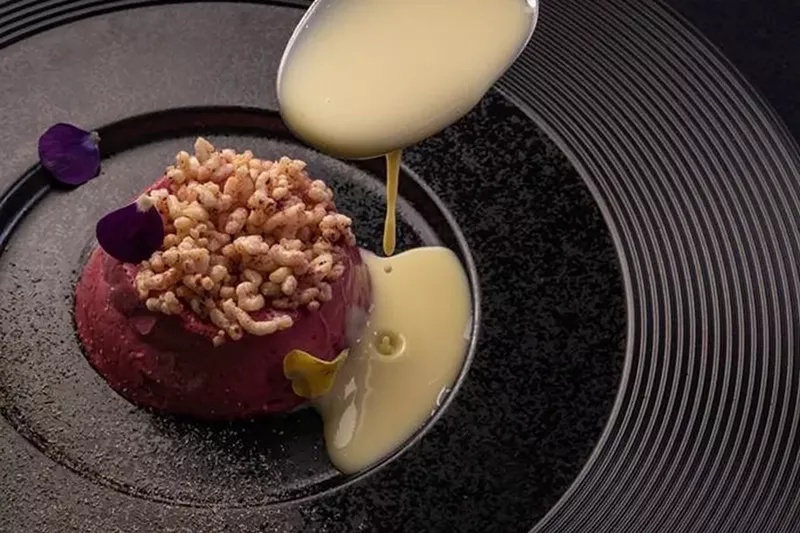 Image: Hibiscus crème caramel at Nativo Kitchen + Bar.