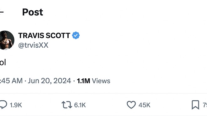 Travis Scott tweets "Lol"