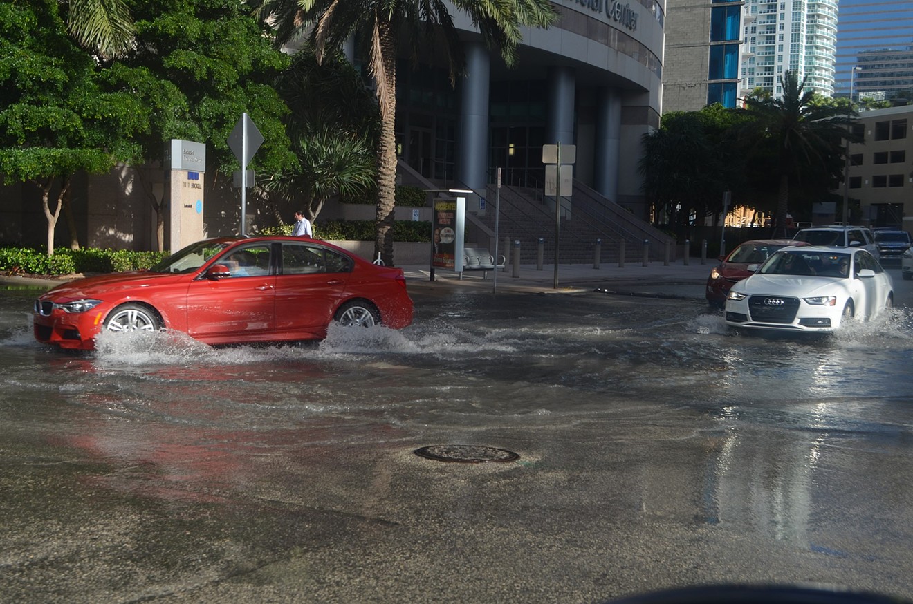 King tide flooding hits Brickell in October 2016.