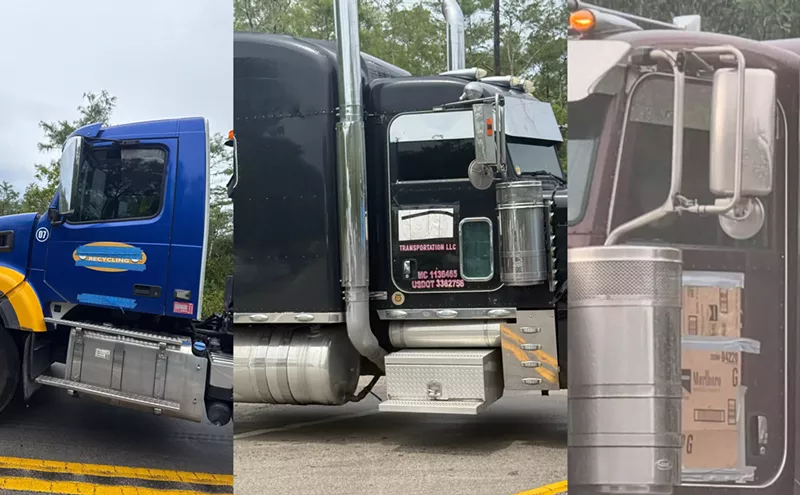 Image: Trucks Entering Alligator Alcatraz Are Hiding Their Logos, DOT Numbers