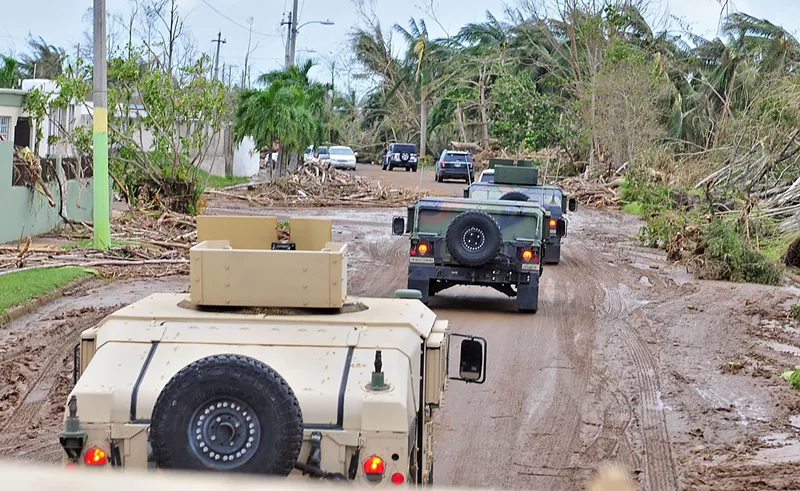 Image: The Puerto Rico National Guard surveys the damage after Hurricane Maria, on September 21, 2017.