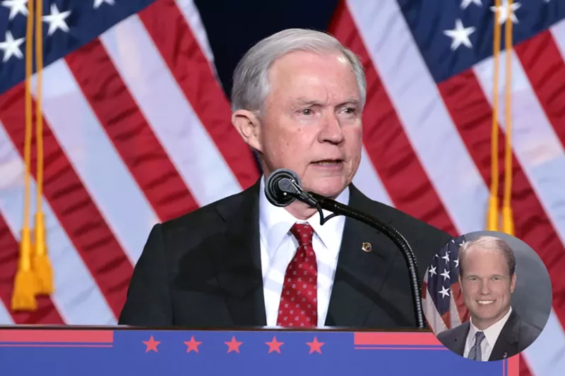 Image: Matthew Whitaker (inset) will replace Jeff Sessions as attorney general.