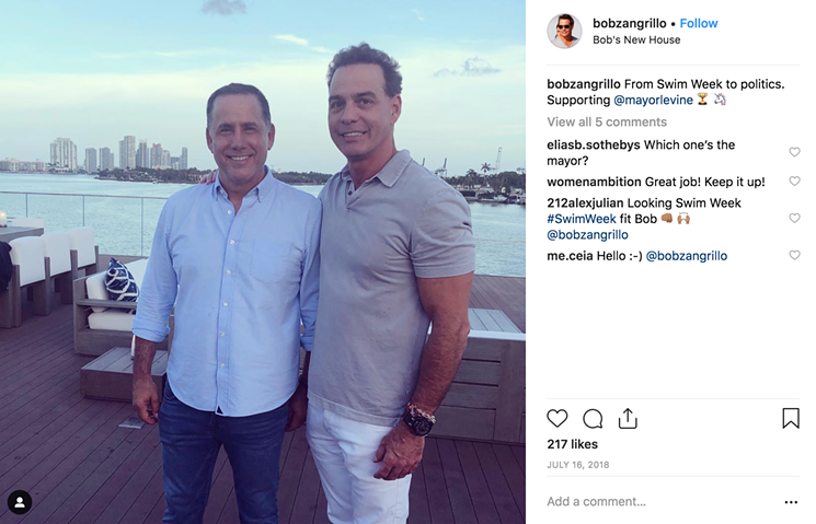Zangrillo (right) with former Miami Beach Mayor and gubernatorial candidate Philip Levine. - ROBERT ZANGRILLO / INSTAGRAM