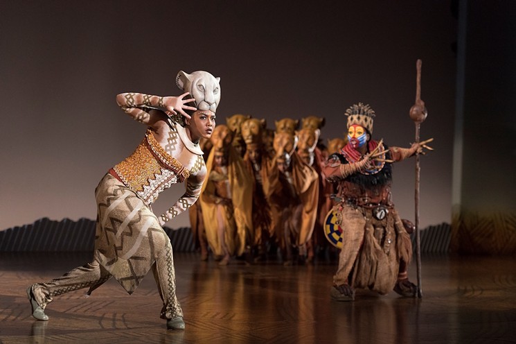 Nia Holloway as “Nala,” Buyi Zama as “Rafiki” and “The Lionesses” in The Lion King North American Tour. - DEEN VAN MEER