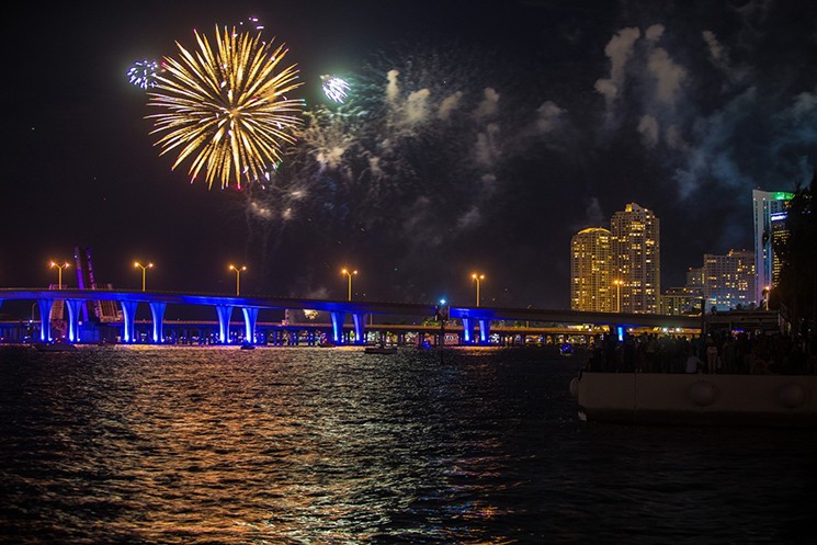 Fireworks over the causeway. - PHOTO BY GEORGE MARTINEZ