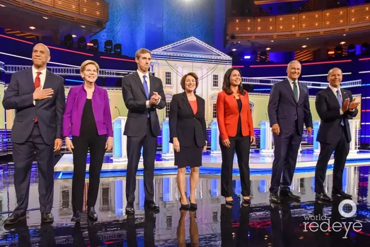 Cory Booker, Elizabeth Warren, Beto O’Rourke, Amy Klobuchar, Tulsi Gabbard, Jay Inslee, and John Delaney - WORLD RED EYE