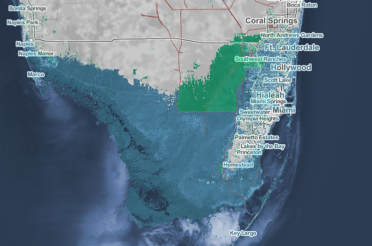By 2100, with unchecked carbon emissions, Climate Central and Zillow project that billions of dollars' worth of homes will be underwater or at high risk for major inundation. - SCREENSHOT FROM SURGING SEAS MAP COURTESY OF CLIMATE CENTRAL