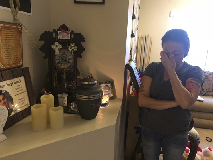 Erika Williams never turns off the light in the room where she keeps her son’s remains. “I just want my baby home,” she says. - PHOTO BY BRITTANY SHAMMAS
