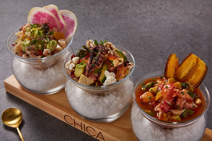 Ceviche sampler at Chica. - PHOTO COURTESY OF CHICA