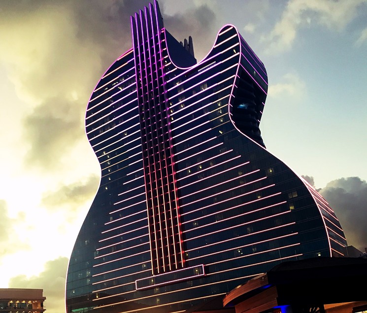 The Hard Rock Guitar Hotel at sunset. See more photos of the new Guitar Hotel here. - PHOTO BY LAINE DOSS