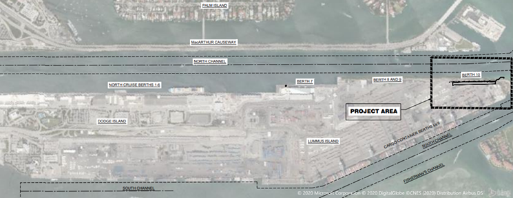 The proposed site for Berth 10 at PortMiami. - ILLUSTRATION VIA U.S. ARMY CORPS OF ENGINEERS