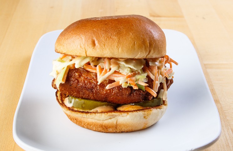 The new Pincho Nashville-style hot chicken sandwich will be available starting Monday, November 16. - GABRIEL GUTIERREZ PHOTOGRAPHY