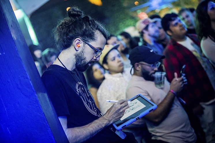 Brian Butler live sketching Red Bull's 3 Days in Miami at 1306. - PHOTO BY IAN WITLEN / RED BULL CONTENT POOL